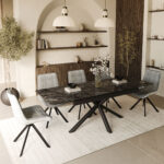 Oxford  black with black marble top with larkin white   chair - Image 2