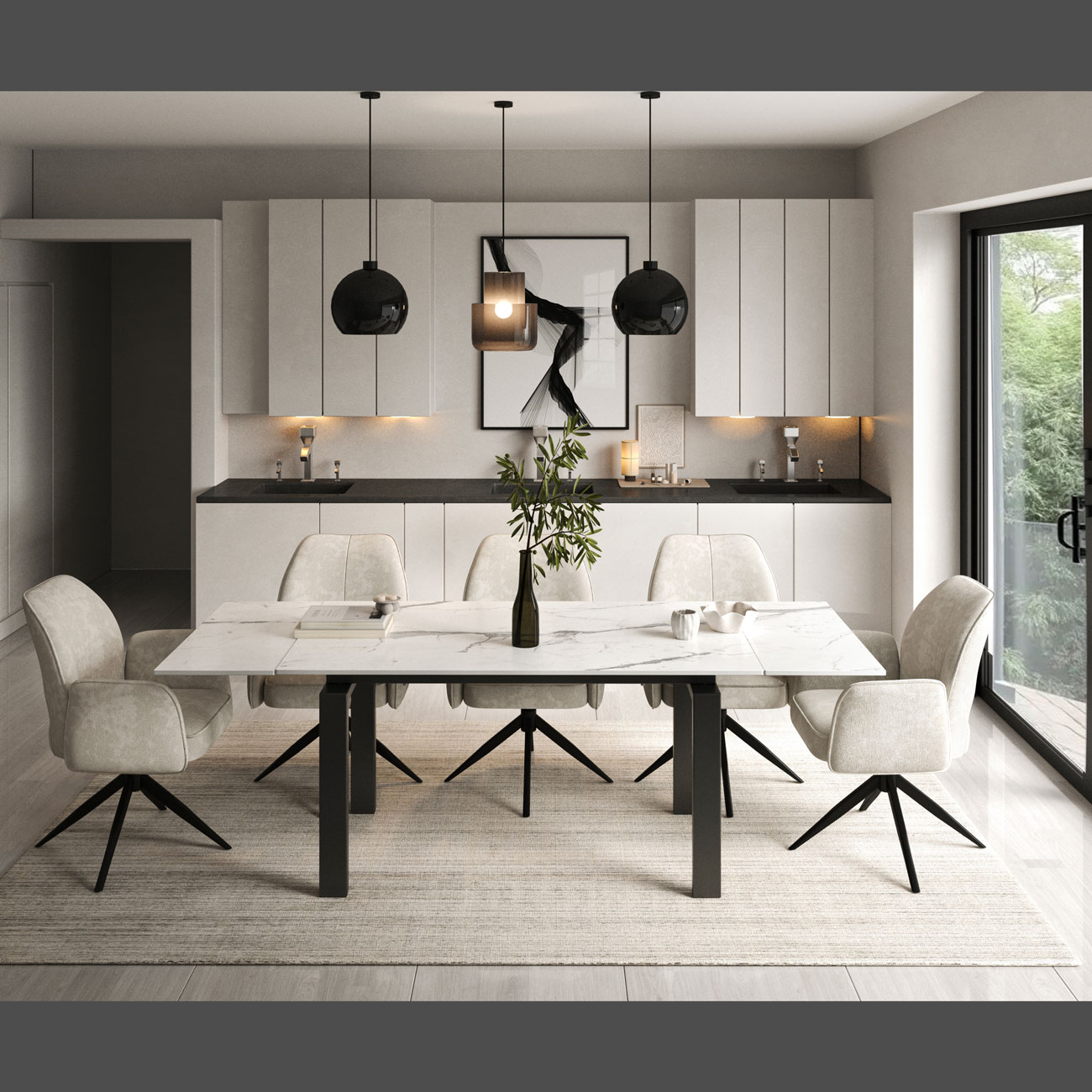 MARLOW EXTENDABLE DINING TABLE GREEN