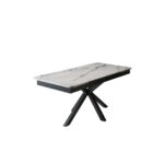OXFORD BLACK EXTENDABLE DINING TABLE WHITE TOP - Image 6